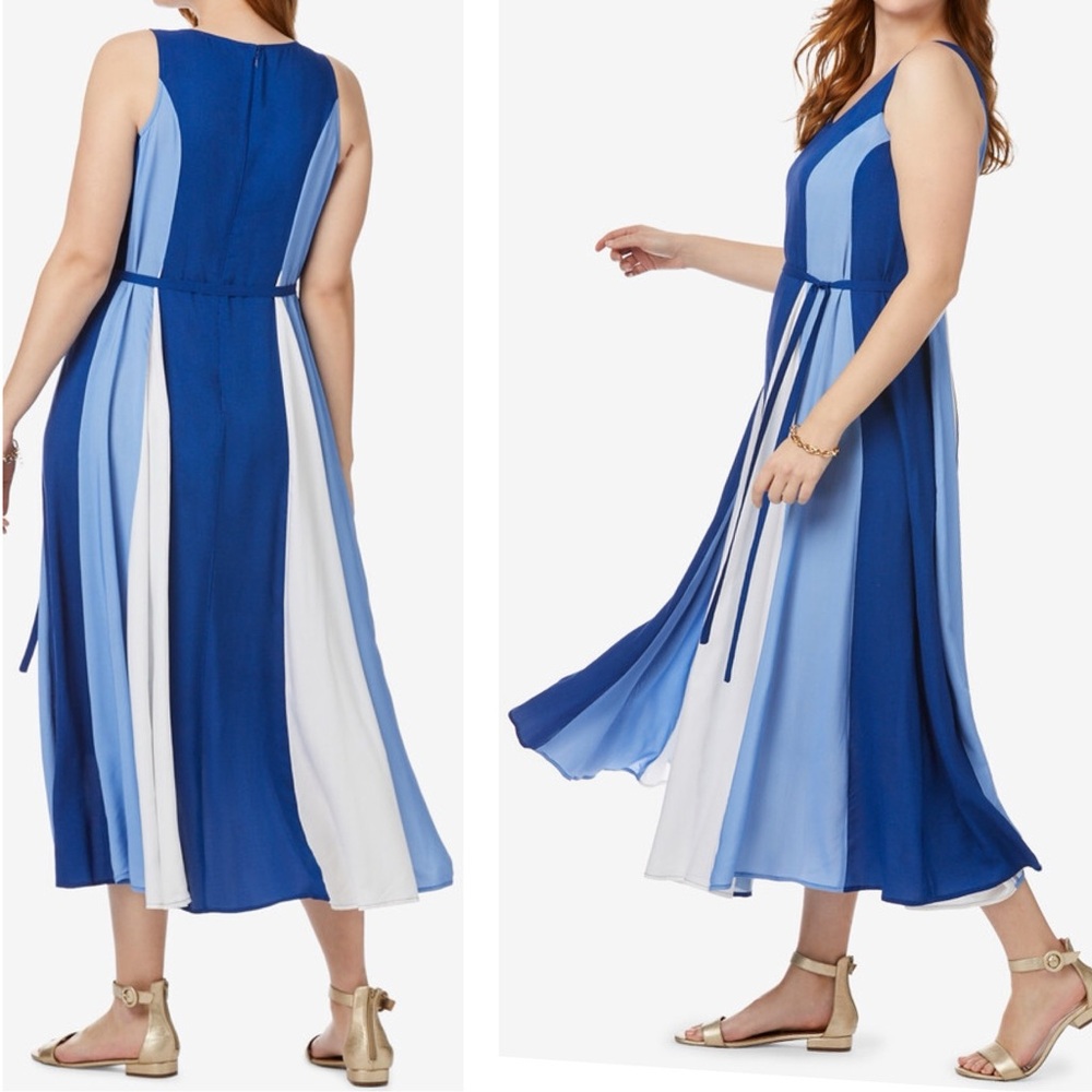 Jessica London Blue & Light Blue Colorblock Maxi Dress